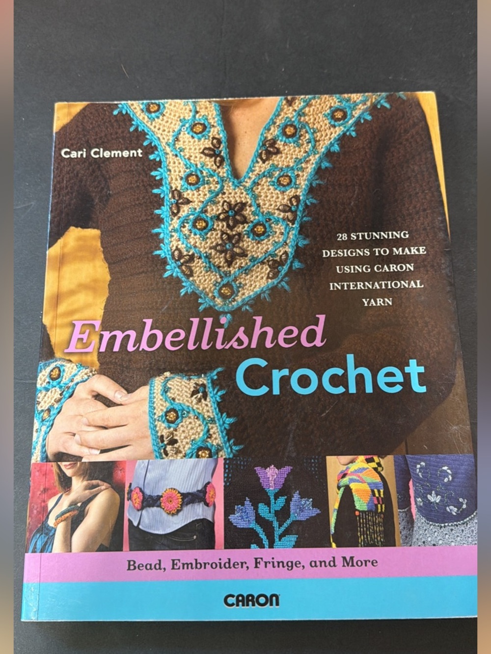 Carbon Embellished Crochet Patterns in Brown & Turquoise Accents